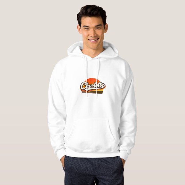 Charlotte Retro Sunset Personalized Name Design Hoodie (Hel framsida)