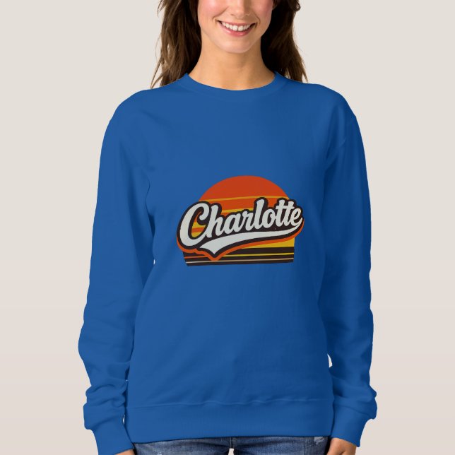 Charlotte Retro Sunset Personalized Name Design T Shirt (Framsida)