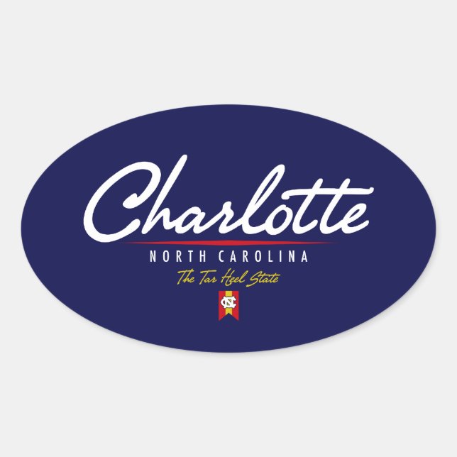Charlotte Script Ovalt Klistermärke (Framsida)