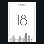 Charlotte Skyline Bröllop | BORDSNUMMER<br><div class="desc">Ett unikt bordsnummer i bröllop för ett giftermål som tar ställe i den vackra staden Charlotte, North Carolina. Den har ett enklare bordsnummer som vilar över en stiliserad version av berömdens unika skylt. Den här artikeln ingår i en större samling för flera biet med artiklar som är skräddarsydda för före,...</div>