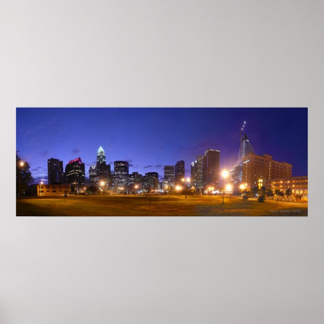 Charlotte Skyline Dawn - fullt @ 49,5 x 18,5 Poster (Framsidan)