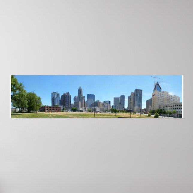 Charlotte Skyline Day - fullt @ 30,5 x 7,5 Poster (Framsidan)