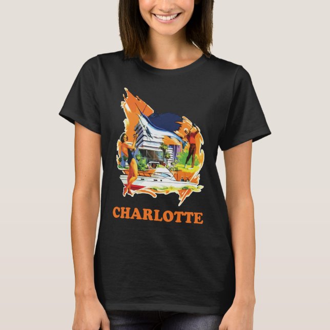 Charlotte Skyline Mid-Century Resa T Shirt (Framsida)