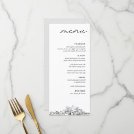 Charlotte Skyline Modern Bröllop Dinner Menu Meny