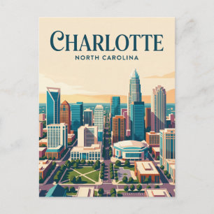 Charlotte Skyline North Carolina Vykort