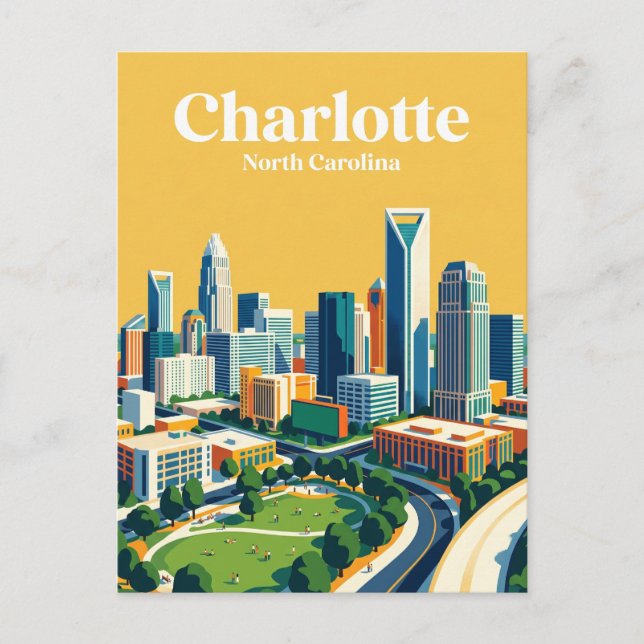 Charlotte Skyline USA Vykort (Framsida)