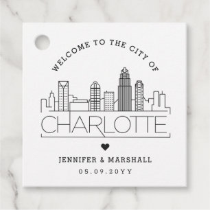Charlotte Skyline Välkomsthälsoförmån för bröllo Gåvor Etiketter