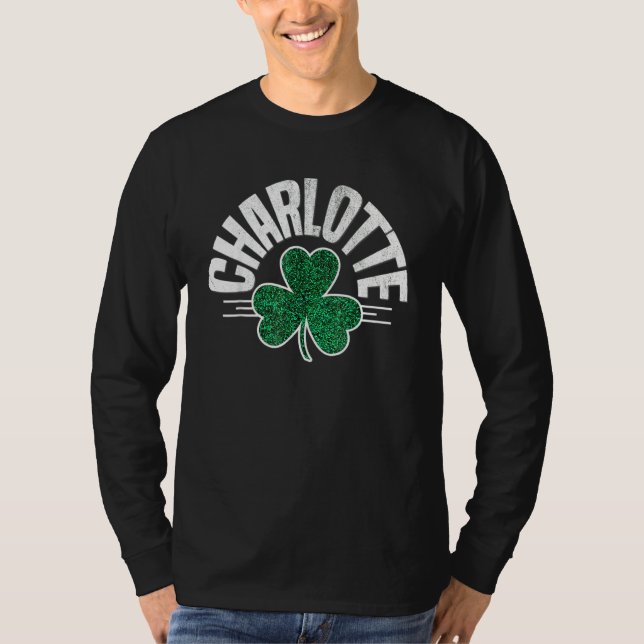 Charlotte St patricks day Irish Pride Grönt Shamro T Shirt (Framsida)
