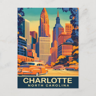 Charlotte, Stadskärna, North Carolina, Resa Vykort