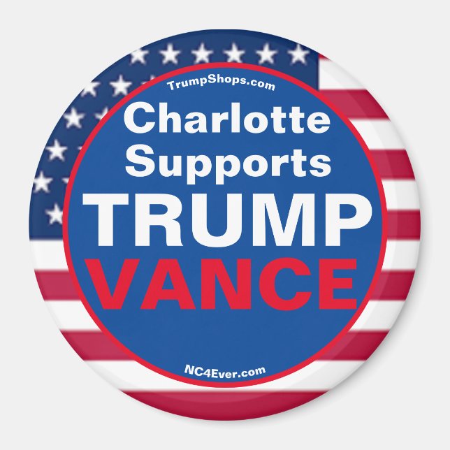 Charlotte stöder TRUMP VANCE-kylskåp Magnet (Framsidan)