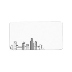 Charlotte Stylized Skyline Tom etikett Adressetikett