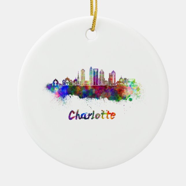 Charlotte V2 skyline in watercolor Julgransprydnad Keramik (Framsidan)