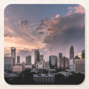 Charlotte vid solnedgången, North Carolina Underlägg Papper Kvadrat