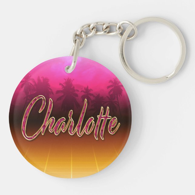 Charlotte Vorname Name pink Schlüsselanhänger (Baksidan)