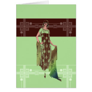 CHARLOTTE'S SHAWL, 1920-talets Mode i Grönt & Brow OBS Kort