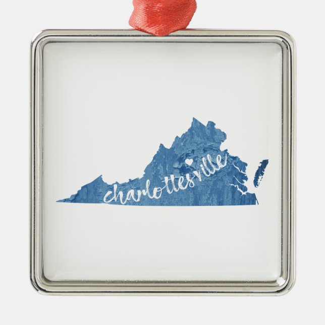 Charlottesville Virginia Wood Plaque Julgransprydnad Metall (Framsidan)