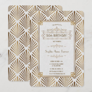 Charm Art Deco White Gatsby 50:e Födelsedagsfesten Inbjudningar