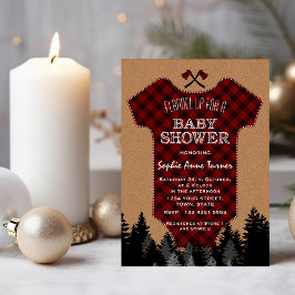 Charm Baby Kostym Lumberjack Red Buffalo Baby Show Inbjudningar