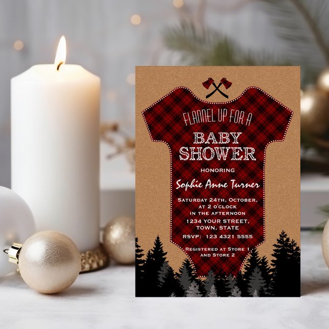 Charm Baby Kostym Lumberjack Red Buffalo Baby Show Inbjudningar (Skapare uppladdad)