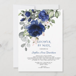 Charm Blåa blommor Boy Shower by Mail Inbjudningar