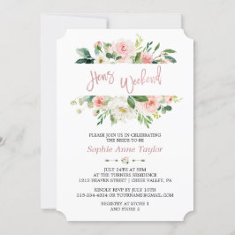 Charm Blommigt Ro Guld Bachelorette Helg Party Inbjudningar