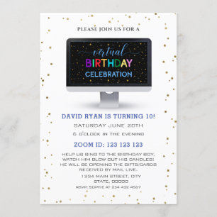 Charm Boy Colorful Virtuell Birthday-firande Inbjudningar
