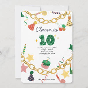 Charm Bracelet 10:e Födelsedagsfest inbjudan