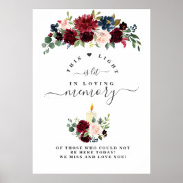 Charm burgunder rosa blommor i minnes-tecken poster