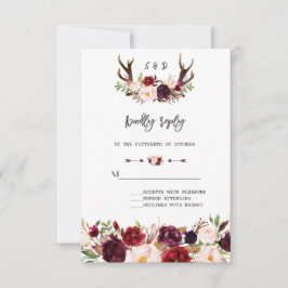 Charm Burgundy Blommigt Antlers Handwrite OSA
