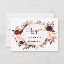 Charm Burgundy Marsala Blommigt Geometric Bröllop OSA Kort