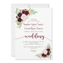 Charm Burgundy Marsala Blommigt Guld Bröllop