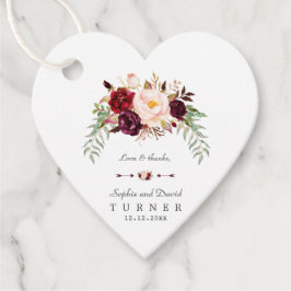 Charm Burgundy Marsala Blommigt Handskriftlig Bröl Gåvor Etiketter