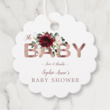Charm Burgundy Rosa Blommigt Guld Baby Shower