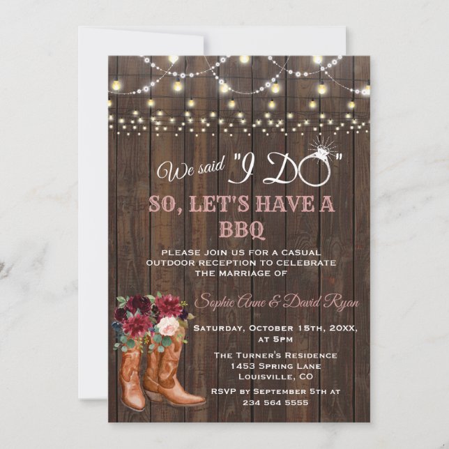 Charm Burgundy Rosa CowboyBoots efter att jag gjor Inbjudningar (Framsida)