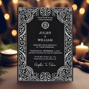 Charm Celtic Nordic Medieval Rulla Viking Bröllop Magnetisk Inbjudningskort