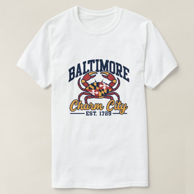 Charm City Baltimore Maryland Crab Flag Design T Shirt (Design framsida)