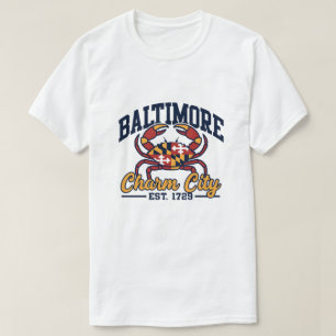Charm City Baltimore Maryland Krabb Flagga Design T Shirt