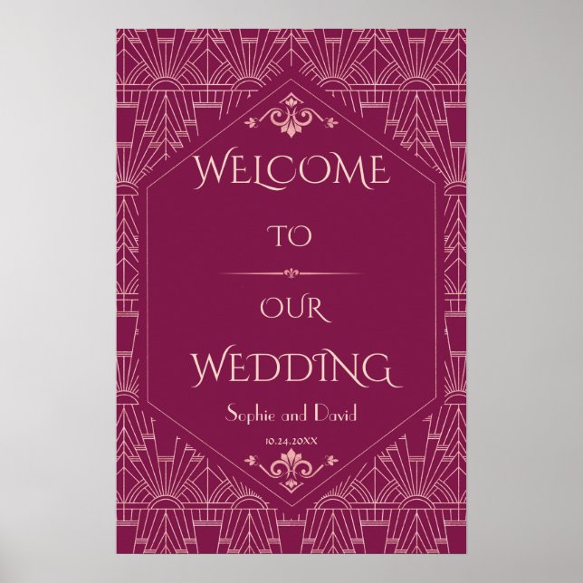 Charm Cooper Great Gatsby Bröllops Välkomstskylt Poster (Framsidan)