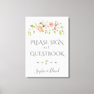 Charm Cream Blommigt Välkommen Bröllop Canvastryck