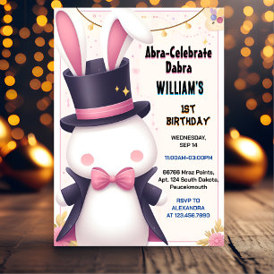 Charm Cute Bunny Tv Party Magic Show 1st Birthday Inbjudningar
