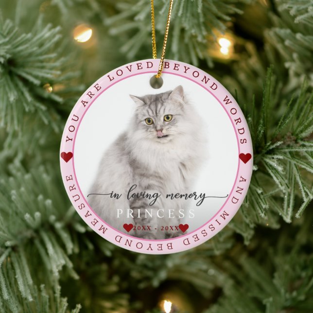 Charm Cute in Loving Memory Cat Photo Monogram Julgransprydnad Keramik (Träd)