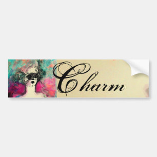 CHARM /Dam with Mask Rosa Teal Grönt Bildekal
