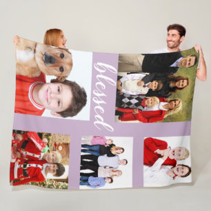 Charm Family Photo Collage-händelse för minnesdag Fleecefilt