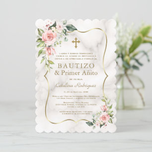Charm Flowers Spansk 1:a födelsedag Inbjudningar