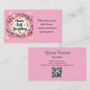 Charm för berättande Rosa författarnovellist Visitkort