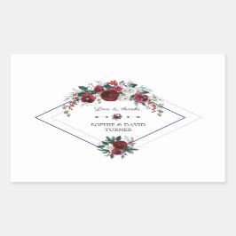 Charm Geometric Burgundy Blommigt Gräs flottan Brö Rektangulärt Klistermärke