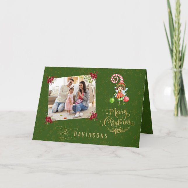 Charm God jul Fairy Family Photo Kort (Framsida)