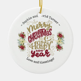 Charm God jul Gott nytt år Typografi Julgransprydnad Keramik