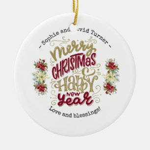 Charm God jul Gott nytt år Typografi Julgransprydnad Keramik