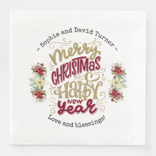 Charm God jul Gott nytt år Typografi Pappersservett